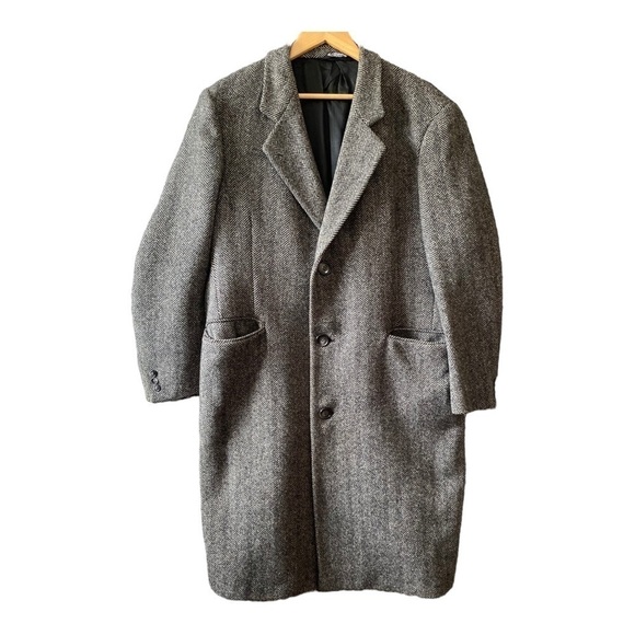 VTG House Of Cromwell New York Mens Herringbone Gray Coat size42